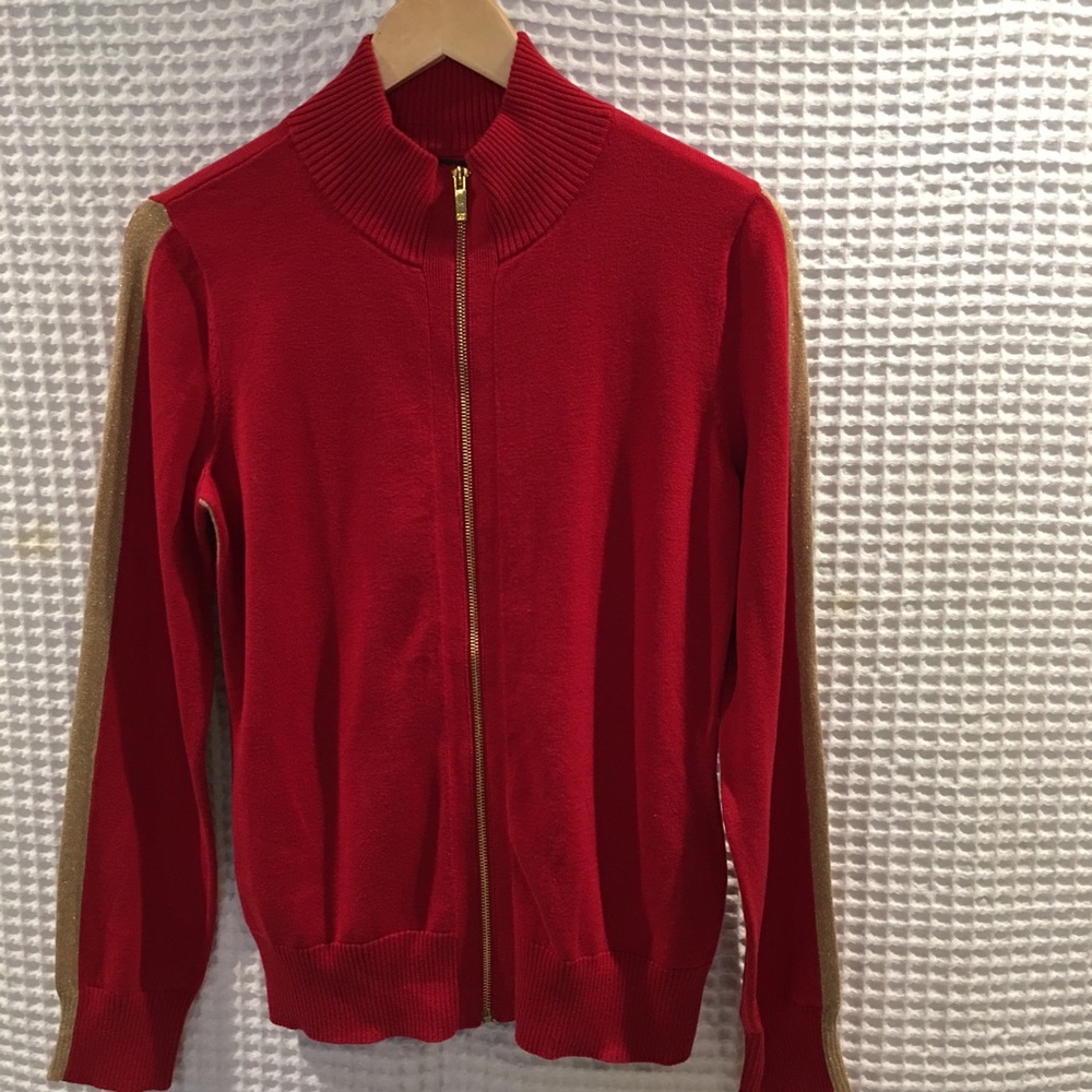 NEW Jones New York knit zipper front sweater. M